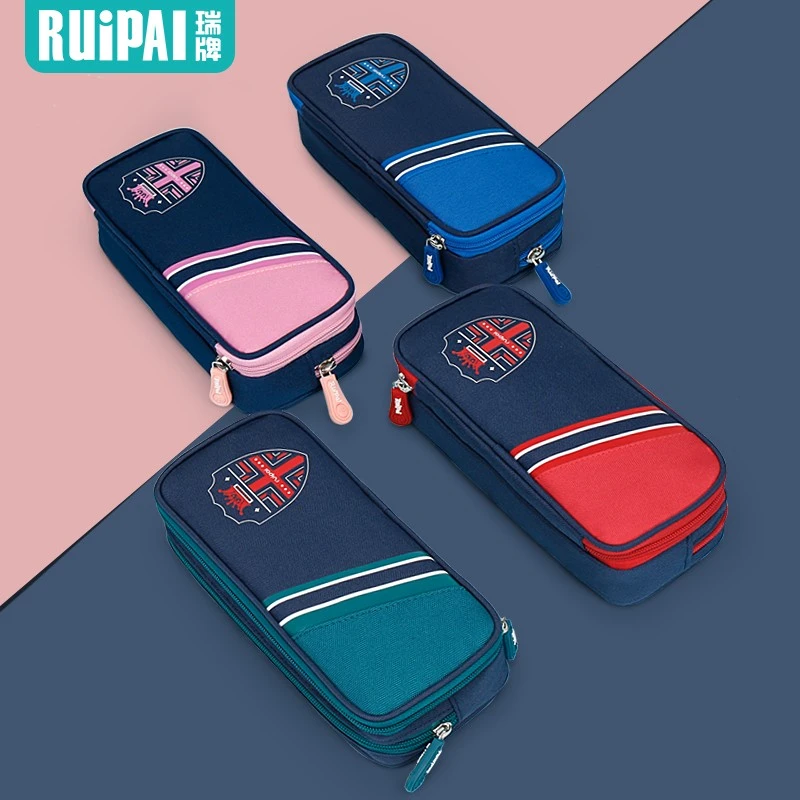 RUIPAI小学生笔袋男孩大容量儿童文具盒笔盒分层简约铅笔盒女童