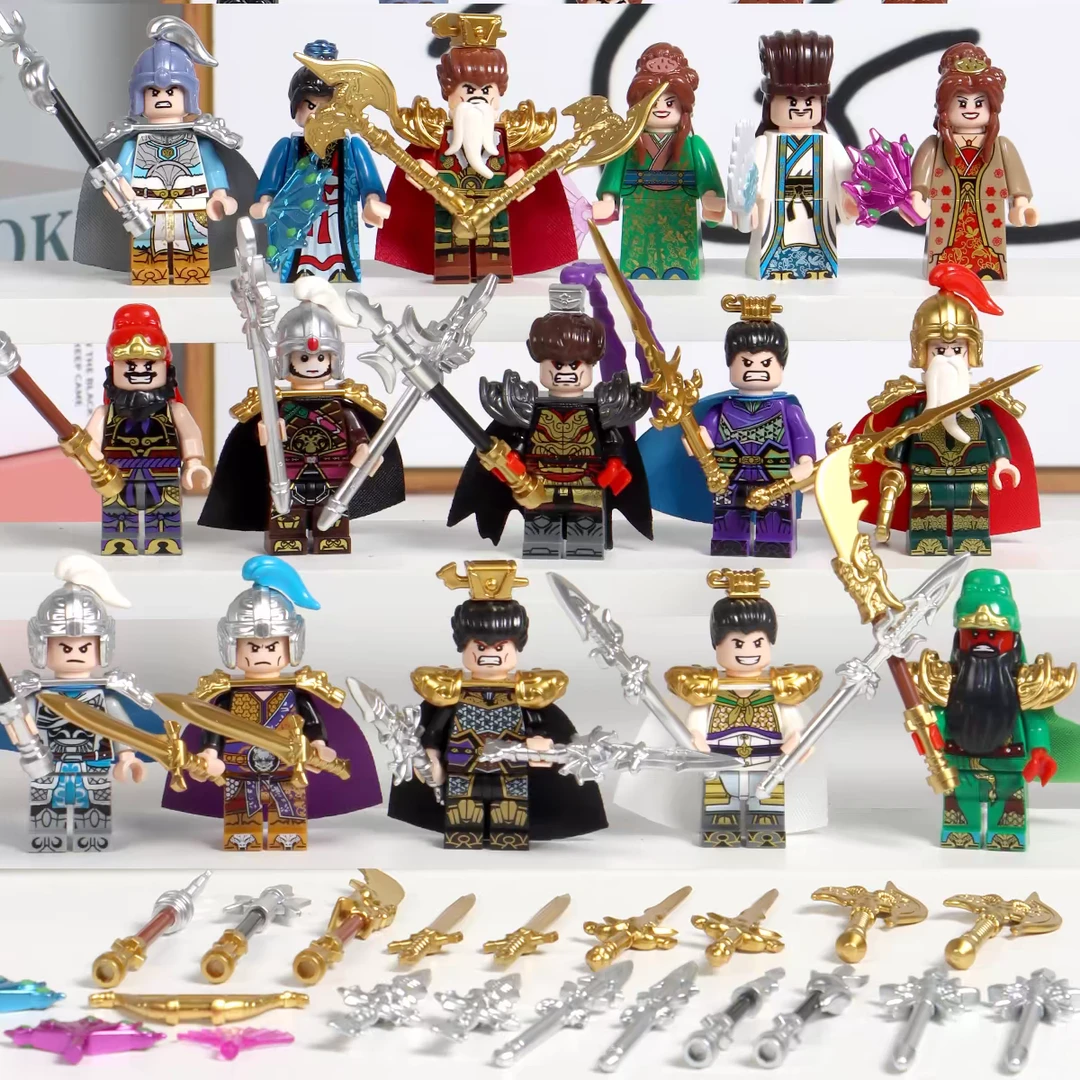 三国志演义小侠战马积木拼装关羽张飞刘备吕布曹操的卢马赤兔马男