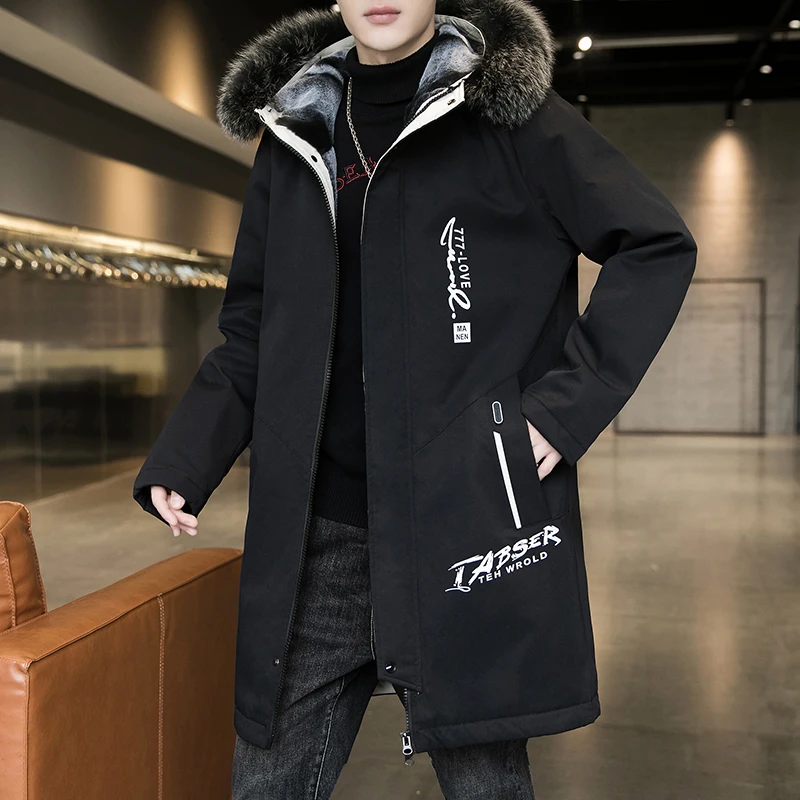 2024冬季男装中长款加厚连帽派克服潮流P90