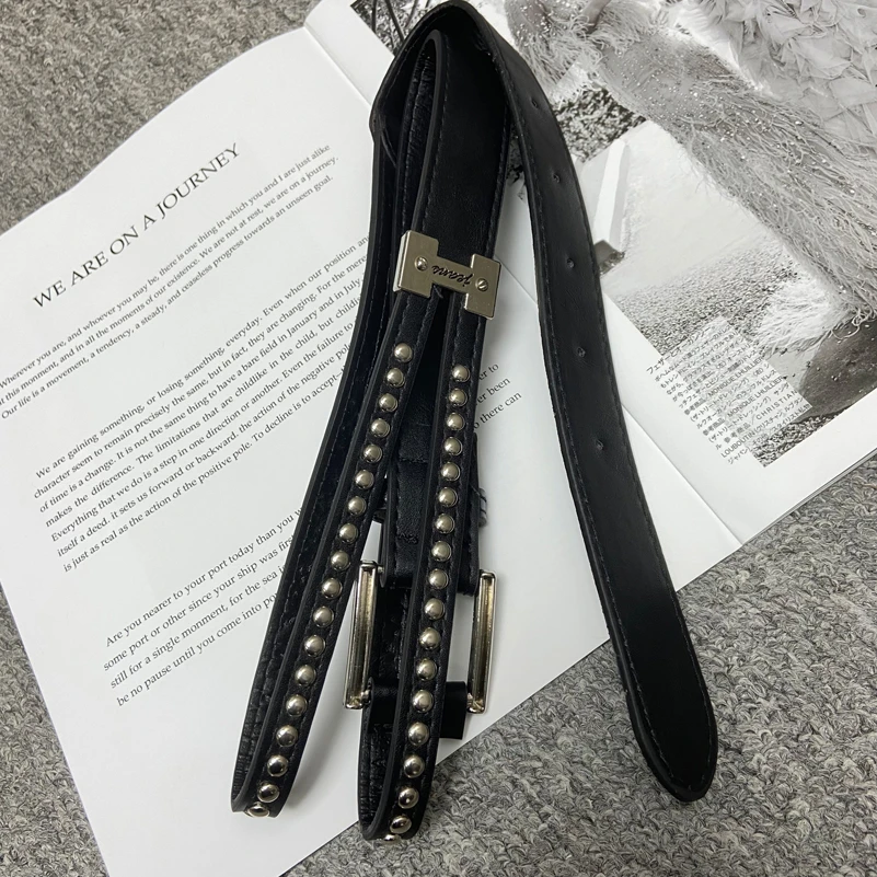 设计感腰带百搭时尚大牌皮带带扣女士腰链简约黑色韩版气质腰封