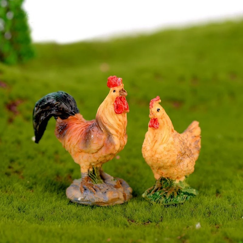 仿真公鸡母鸡动物苔藓微景观装饰DIY摆件 造景装饰品迷你多肉配饰