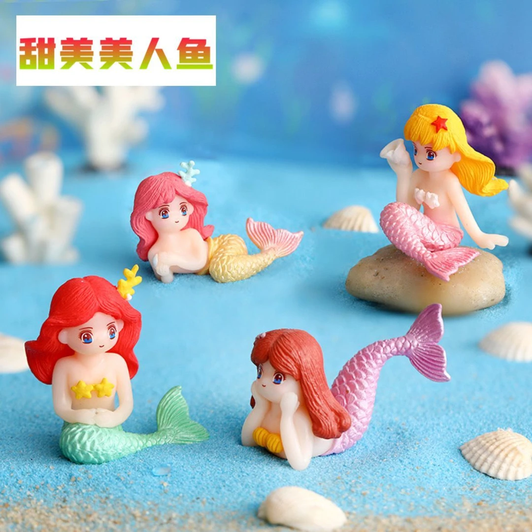 鱼缸造景卡通美人鱼微景观摆件装饰观赏海底世界海洋水族布景配件