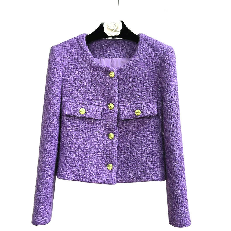 2号【薰衣紫】秋冬气质百搭减龄名媛定制小香风高级感外套上衣C74