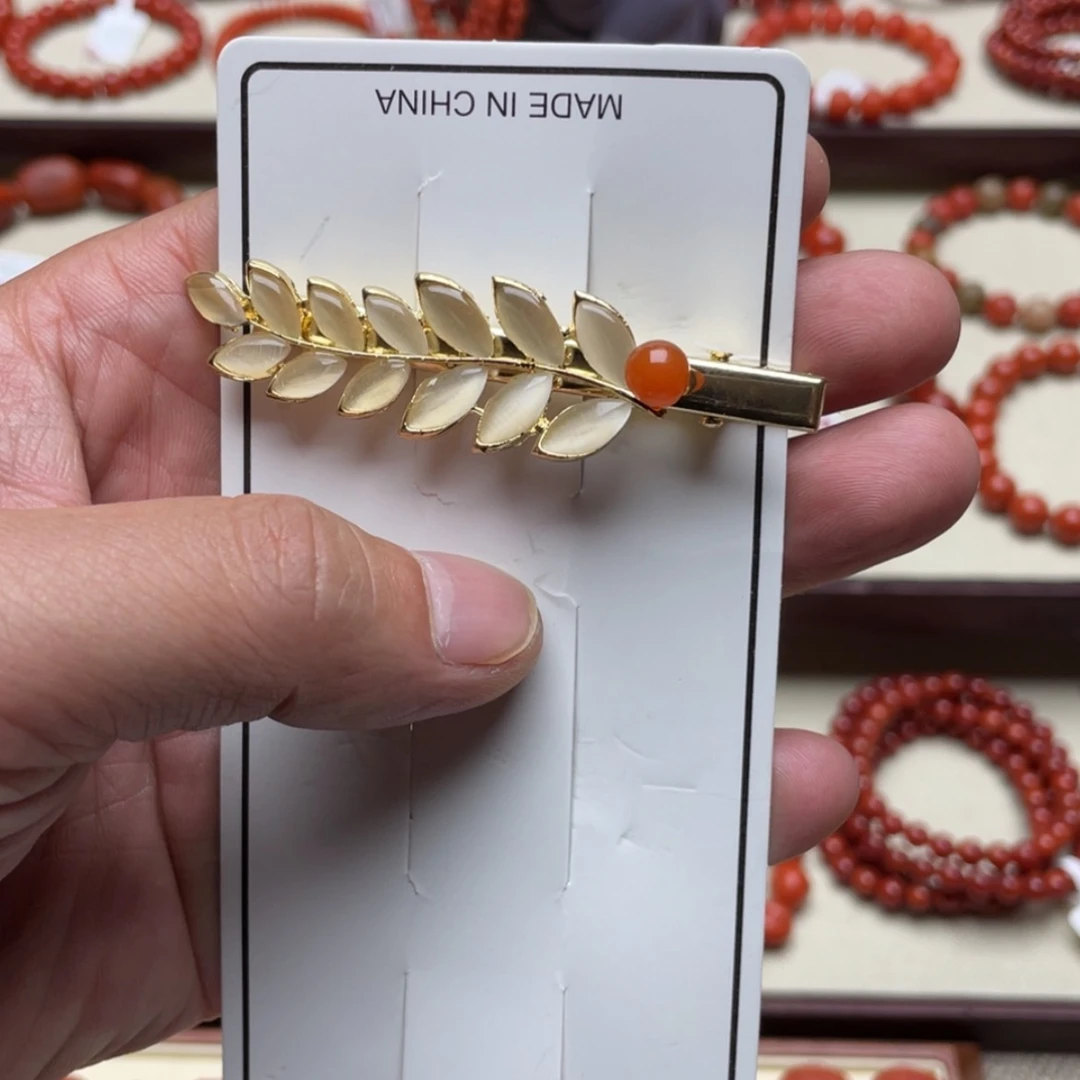 【闪购商品】南红玛瑙发夹合金