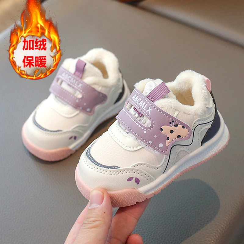 冬季女宝宝加绒棉鞋0一1-4岁婴儿软底幼儿女童冬软底学步保暖鞋子