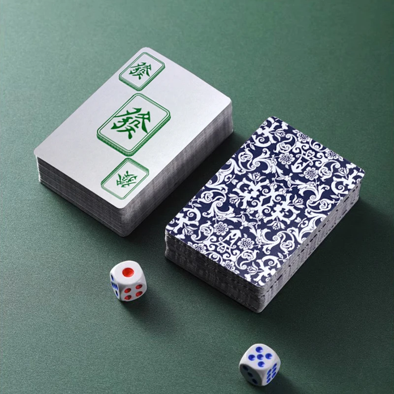 文牛防水纸牌麻将牌扑克磨砂加厚塑料旅行便携家用手搓迷你纸麻将