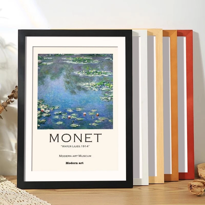 实木彩色多巴胺相框挂墙四4K八8k开油画框装裱儿童A3素描海报摆台