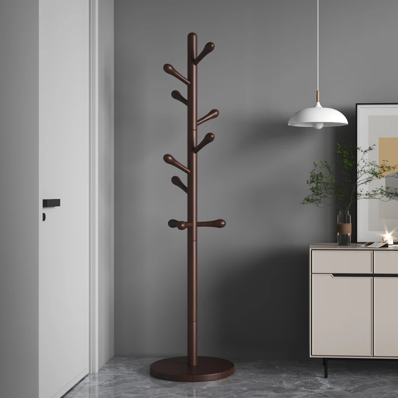 实木挂衣架落地卧室放脱下的衣服榉木衣帽架立杆式家用玄关挂包架