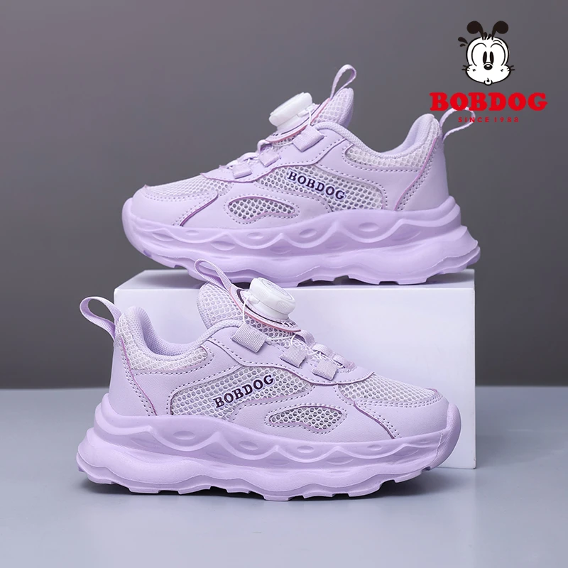 巴布豆品牌女童运动鞋夏季2024新款单网镂空透气百搭儿童跑步鞋子