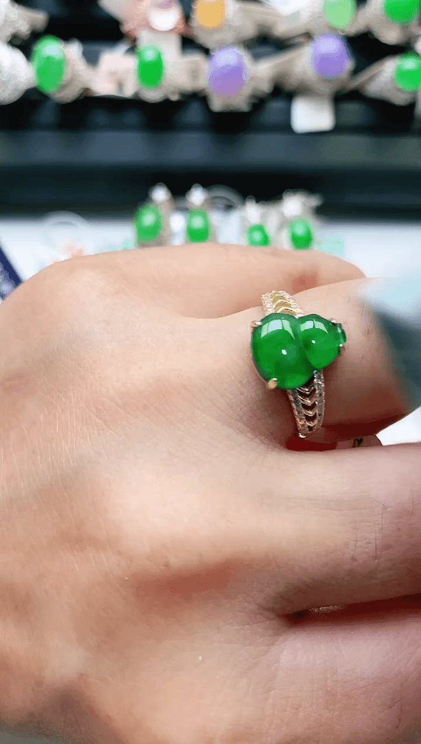 【闪购商品】翡翠戒指银S925镶嵌天然a货翡翠