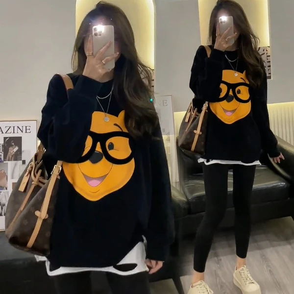 孕妇秋装加绒卫衣女春秋2024新款圆领韩版显瘦上衣外穿孕妈打底衫