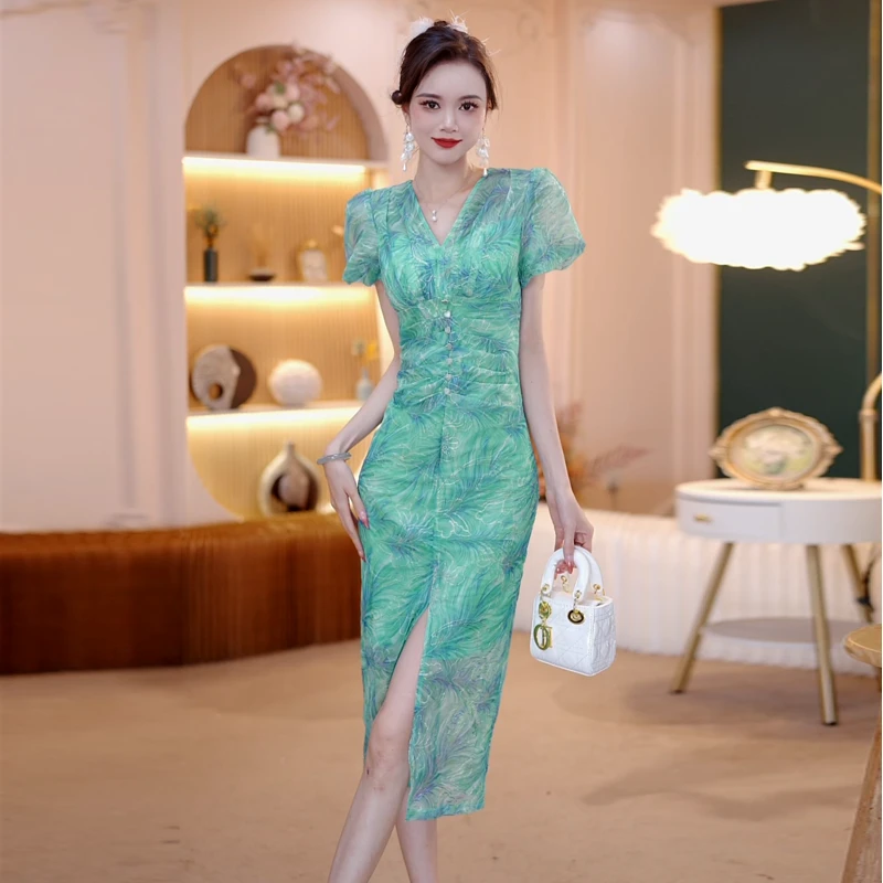 连衣裙2024女新款时尚气质名媛性感优雅高级收腰修身包臀裙子5709