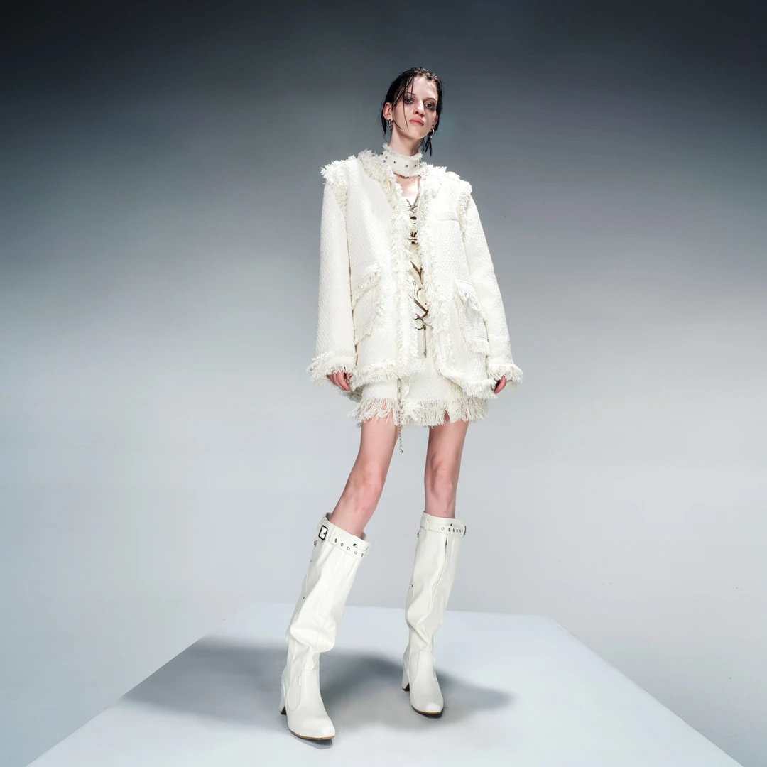 NN-NORTH NODE “优雅的架构”小香风套装 外套+半裙（choker单卖））