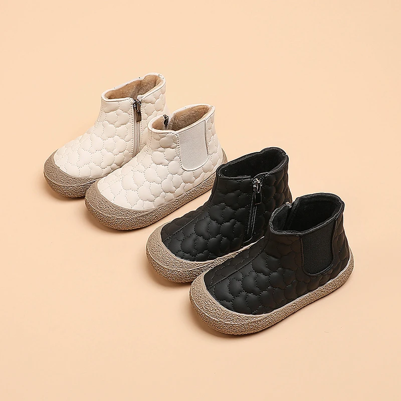 韩版儿童棉靴加绒软底马丁靴小童皮靴2023冬季新款男女童短靴3060