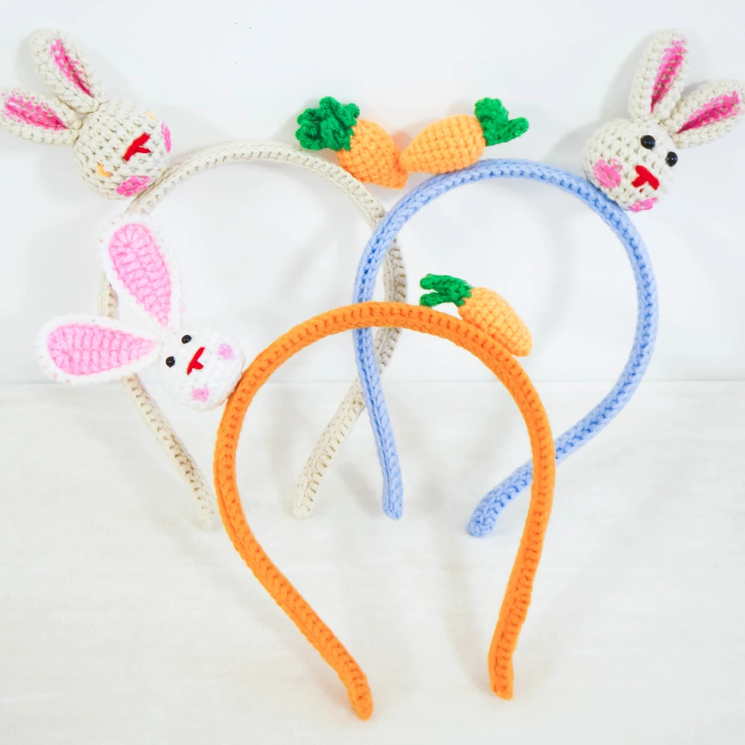 手工编织小兔子胡萝卜发箍可爱