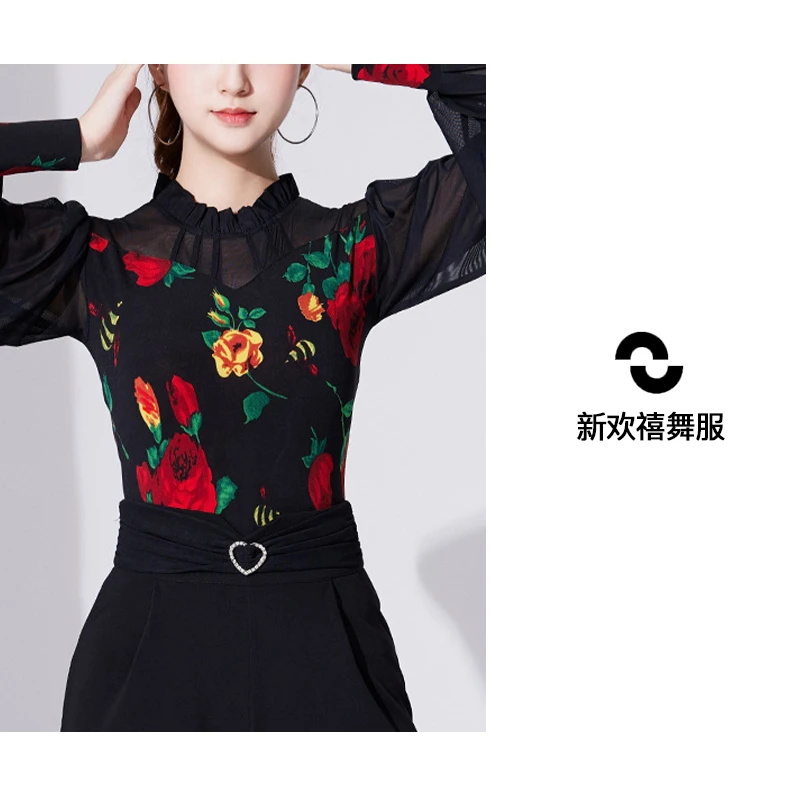 广场舞练功服女长袖跳舞蹈服交谊舞上衣多色新款国标舞