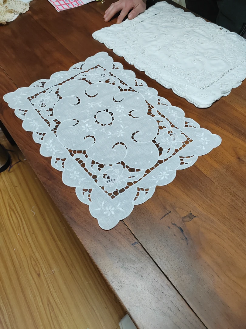 白色（33/46厘米两个装）亚麻手工桌布百搭巾