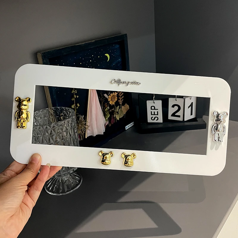 三开亚克力门铃边框卡通轻奢积木熊开关保护套墙贴墙壁插座装饰遮