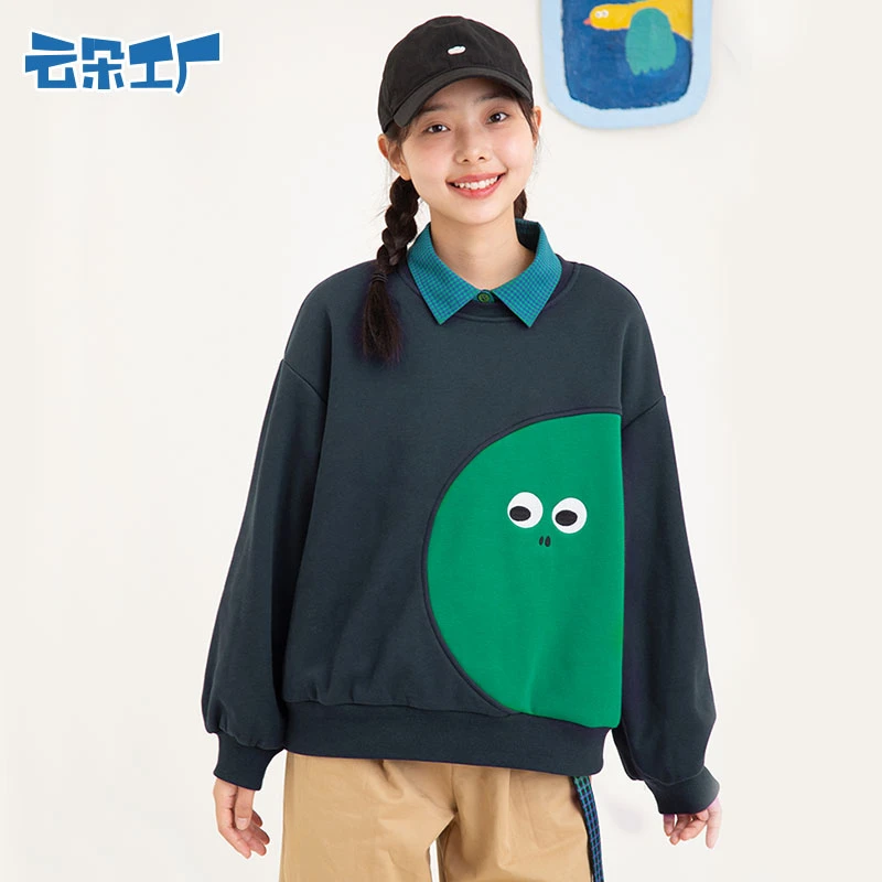 【样品】云朵工厂恐龙形象套头卫衣秋季新款女潮流时尚设计感外套