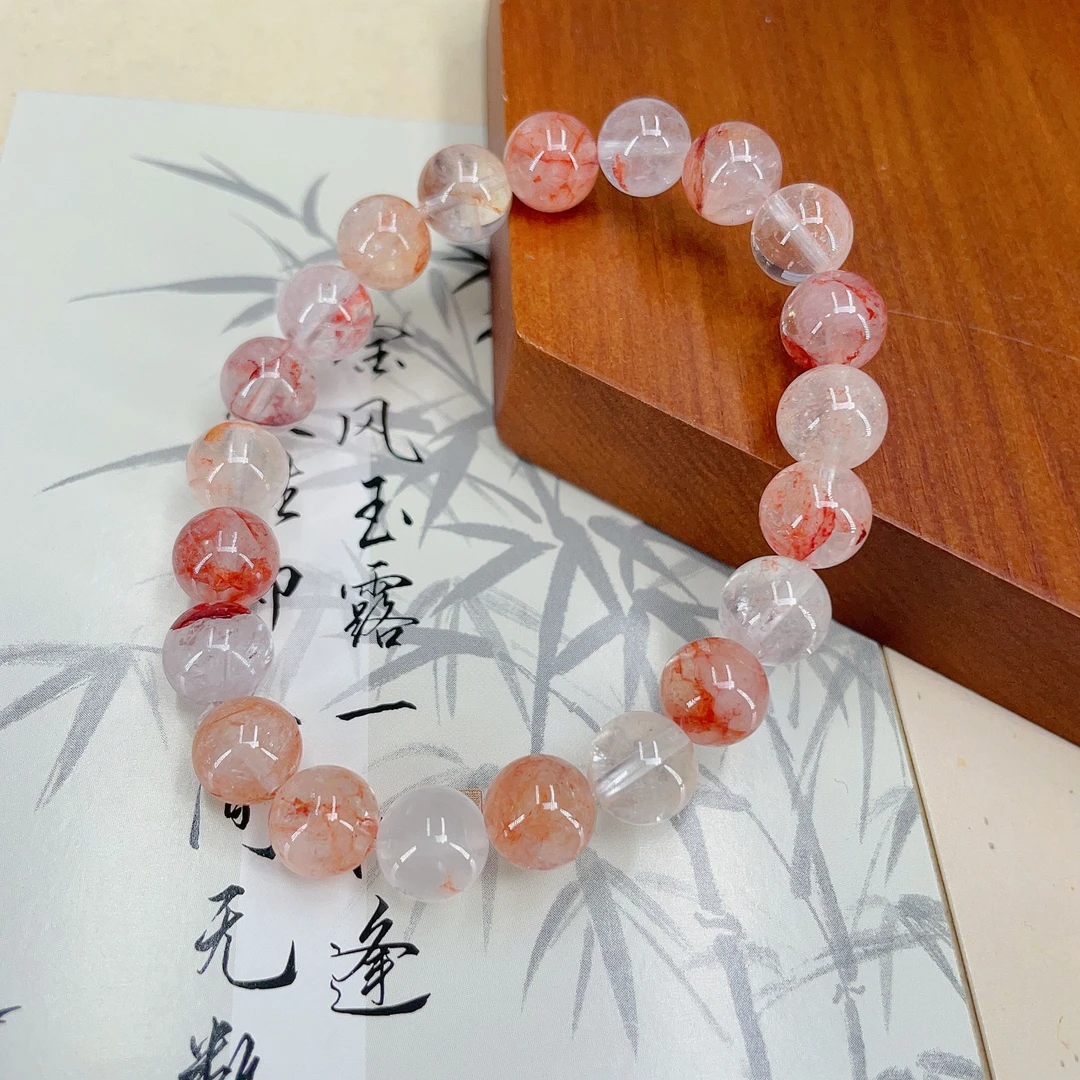 锦鲤色红胶花水晶手串一串