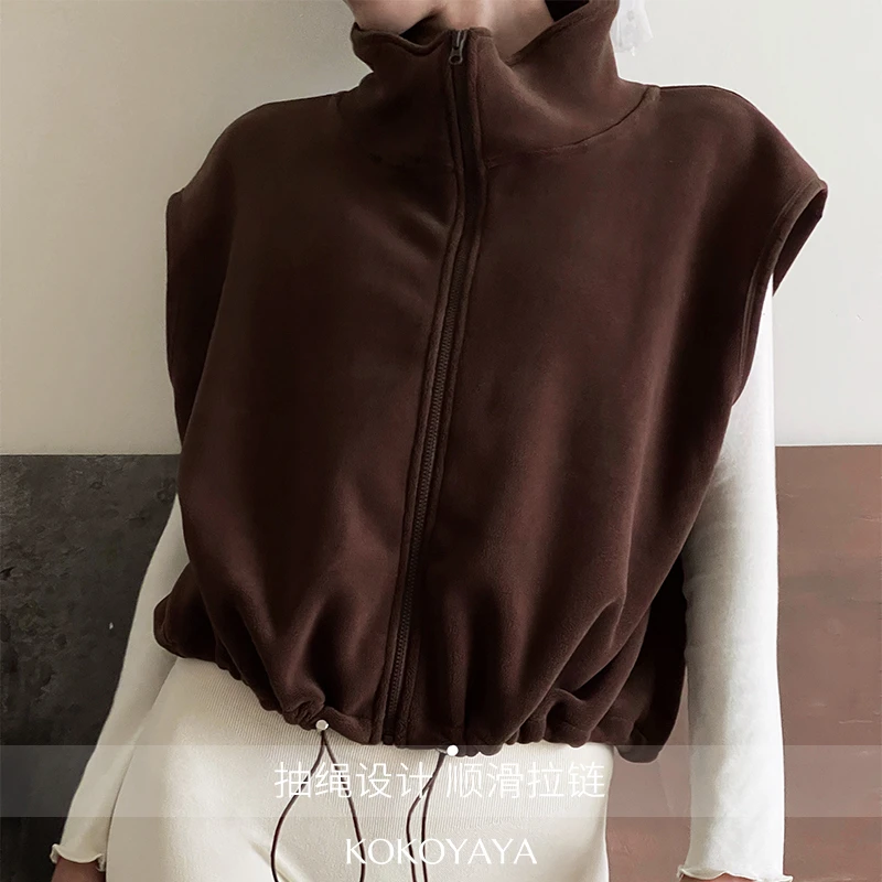 kokoyaya摇粒绒背心瑜伽无袖健身外套新款冬季训练跑步保暖马甲女
