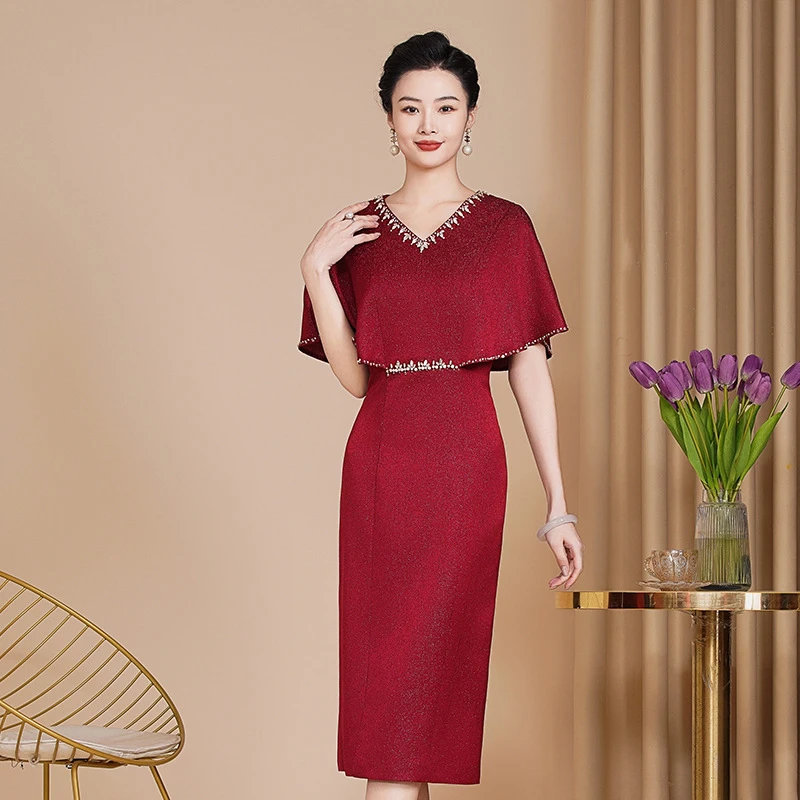 A211新款2024高档醋酸中国风旗袍中式婚礼妈妈装礼服敬酒服喜婆婆