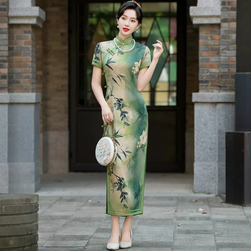 C249高档旗袍新中式高级感2025新款夏季复古改良国风连衣裙气质