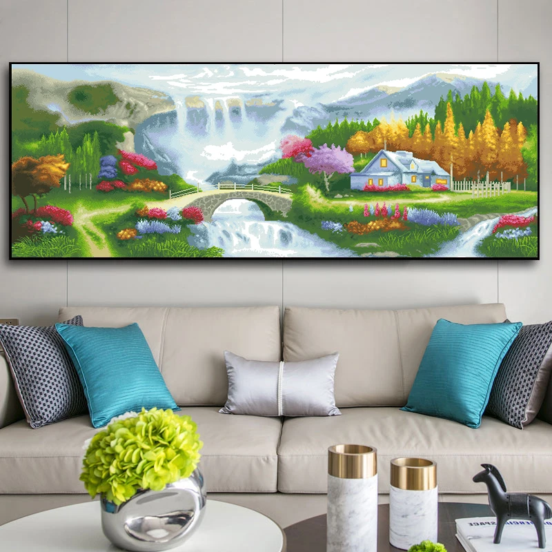 世外桃源十字绣2024新款线绣刺绣适合客厅手工现代风高端大气大幅