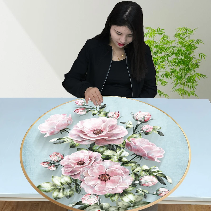 玫瑰花十字绣2024年新款线绣客厅玄关自己绣简单花开富贵花卉小幅