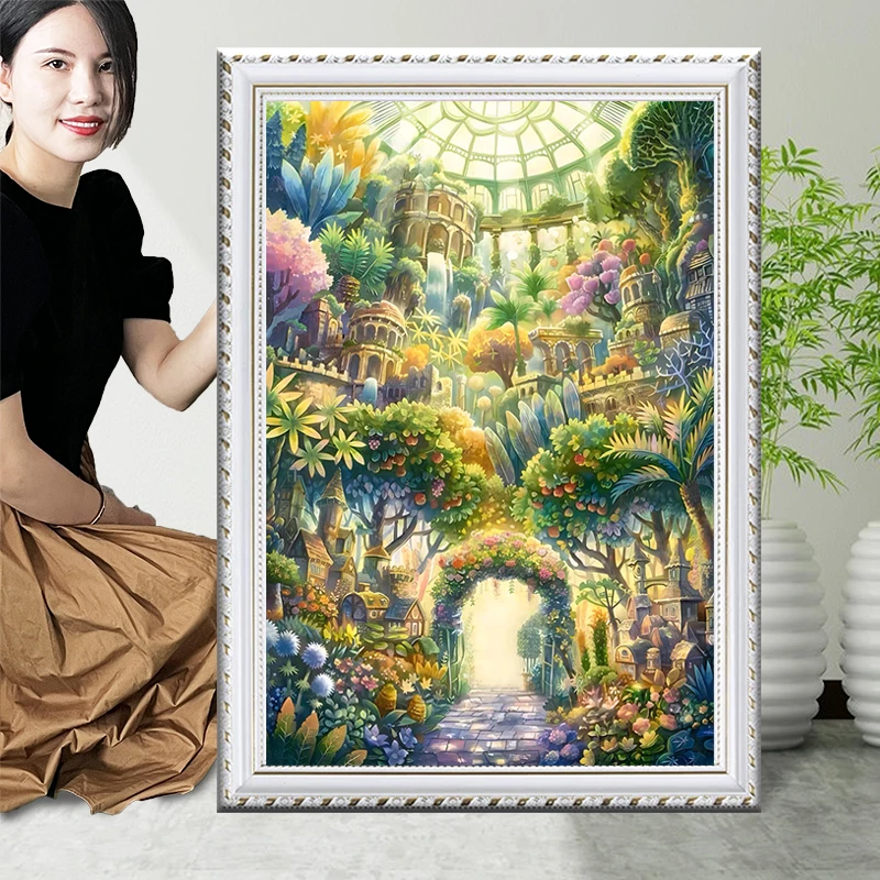 秘密花园十字绣2024年新款线绣客厅玄关自己绣简单花房花卉小件