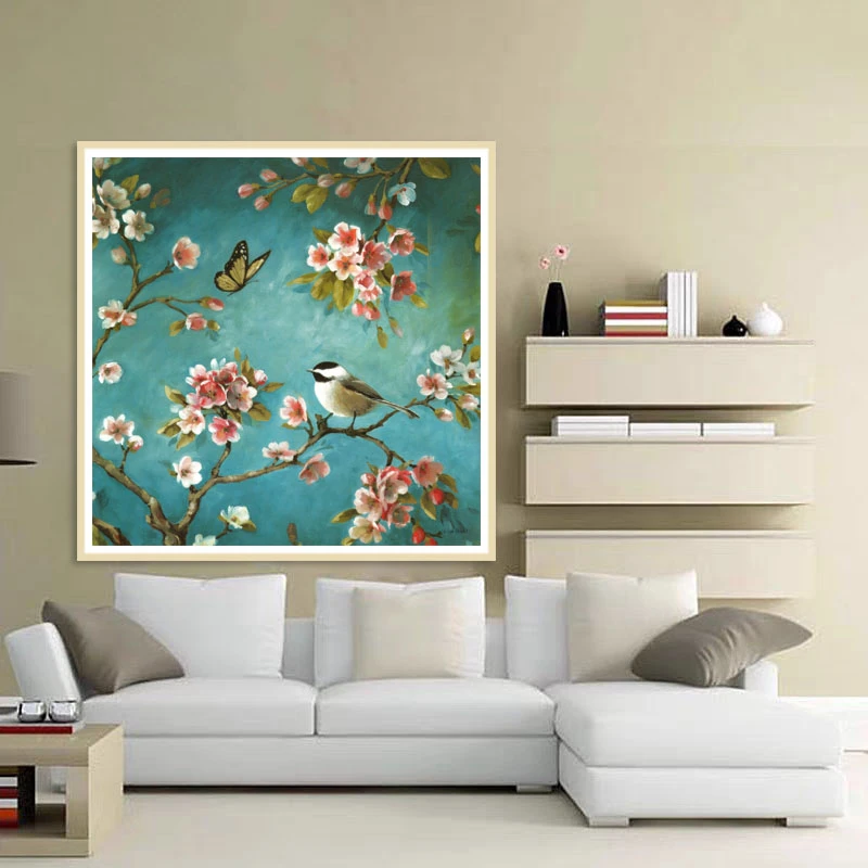 鸟语花香十字绣2024新款线绣客厅自己绣简单玉兰喜鹊植物花卉小幅