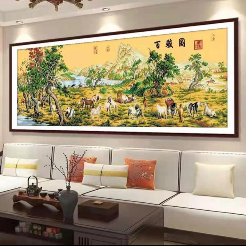 百骏图十字绣2022年新款线绣适合客厅自己绣高端简单大气现代