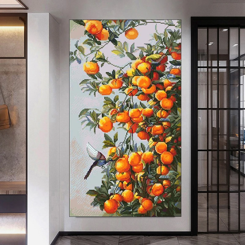 事事如意2024新款十字绣新中式客厅卧室竖版满绣手工自己刺绣46色