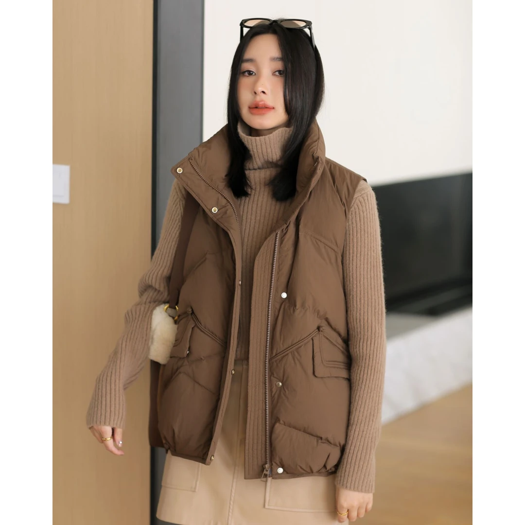 【主播推荐772593】yd 无袖羽绒服马甲白鸭绒保暖时尚百搭女士上衣