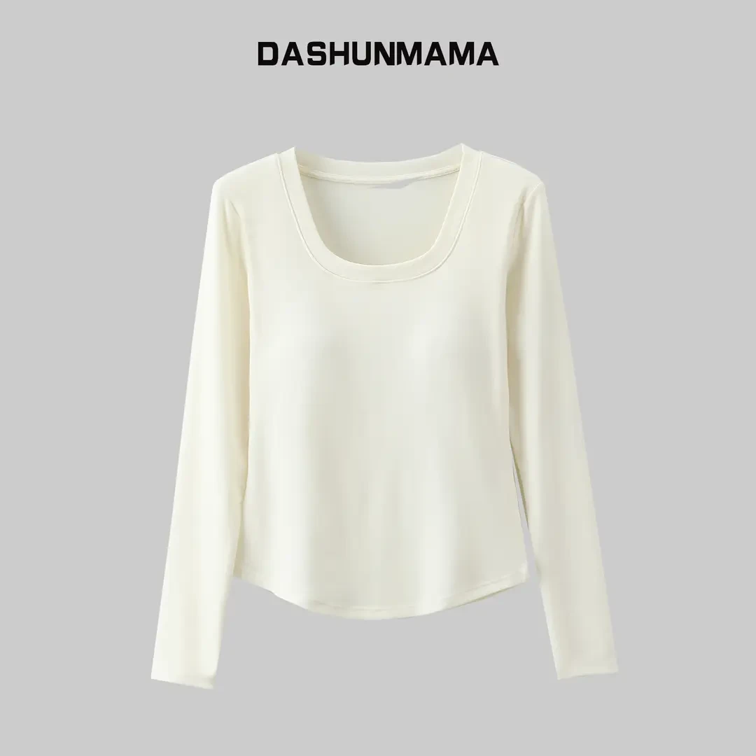 【A2906-dll】长袖螺纹C位带胸垫打底衫纯色保暖秋冬百搭修身上衣