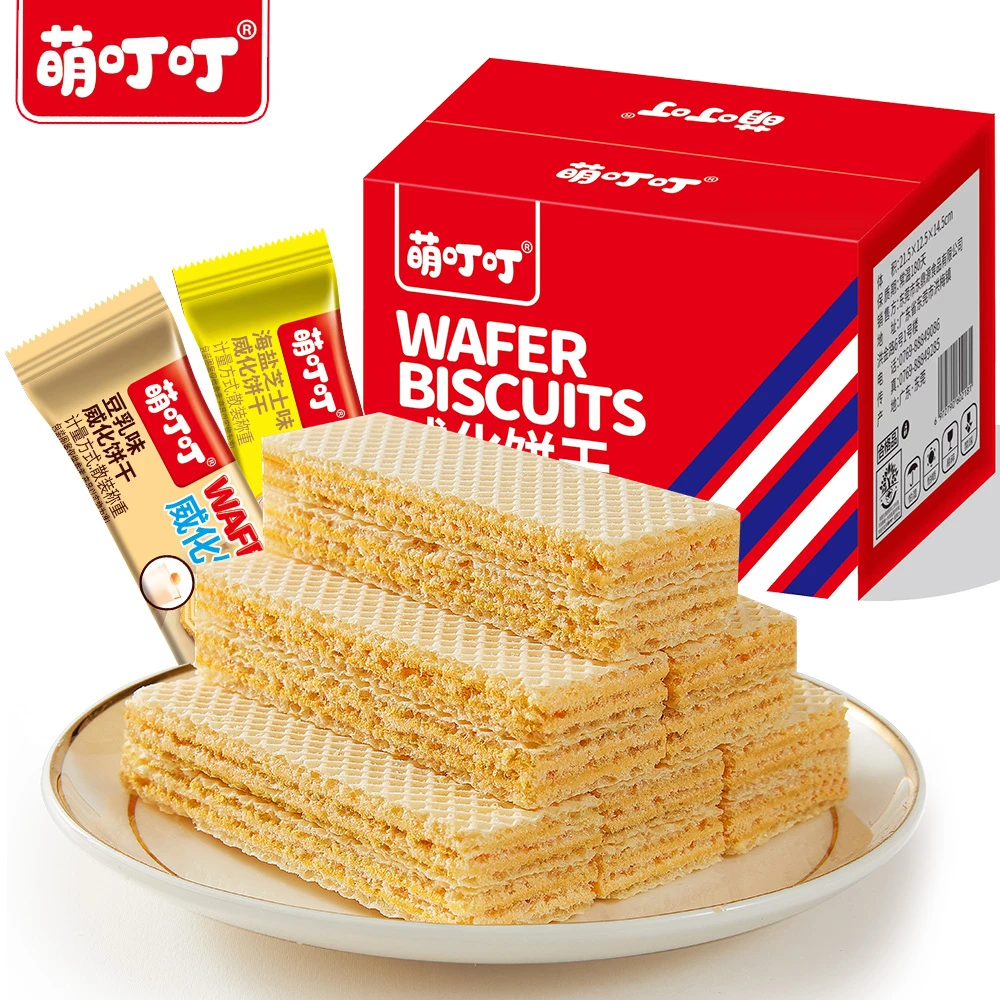 萌叮叮豆乳威化饼干解馋办公室休闲零食酥脆海盐芝士味松脆