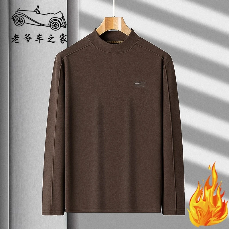 老爷车之家半高领双面德绒打底衫冬季男士长袖保暖卫衣