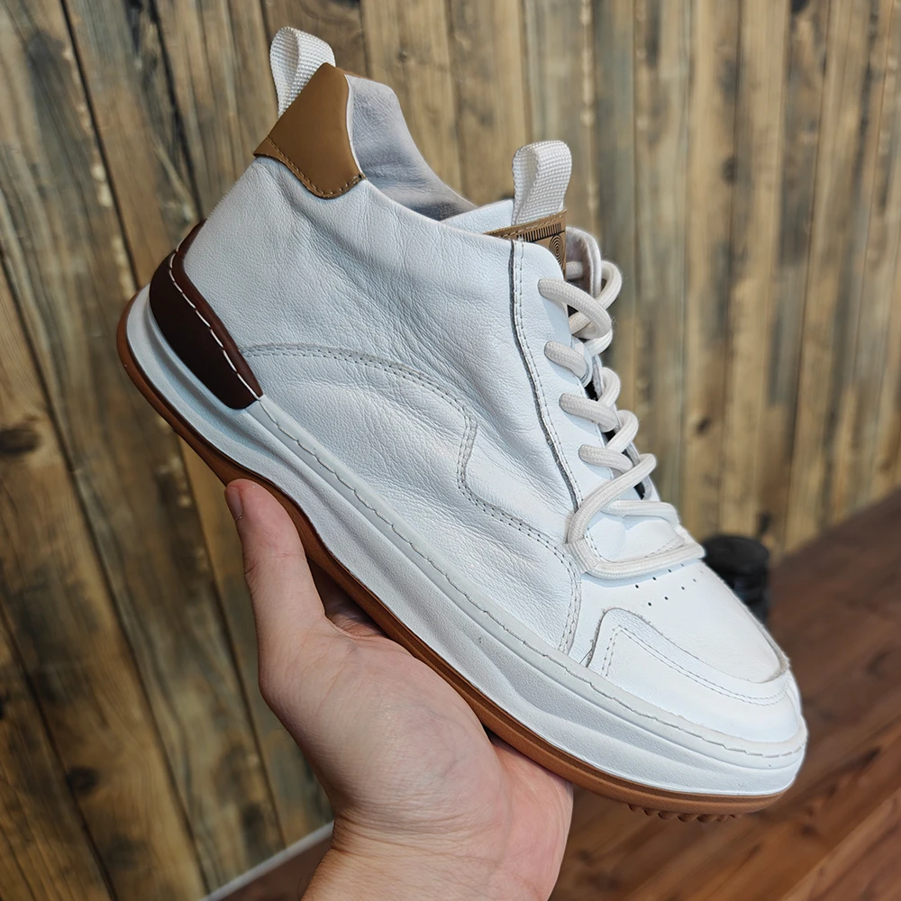 高帮头层牛皮休闲春季新款真皮透气时尚百搭