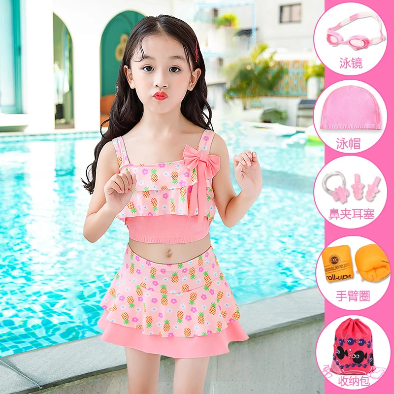 儿童泳衣女童分体中大童2025新款夏女孩宝宝比基尼公主裙式游泳衣