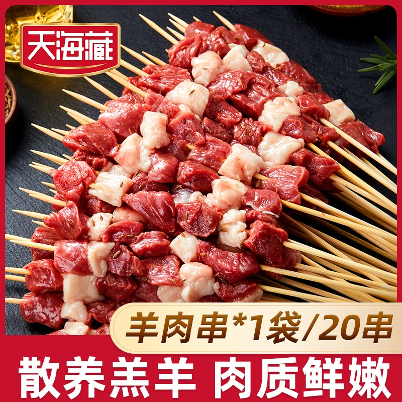 【20串】羊肉串 天海藏羔羊肉烧烤半成品（20/40/100串）家庭户外烧烤