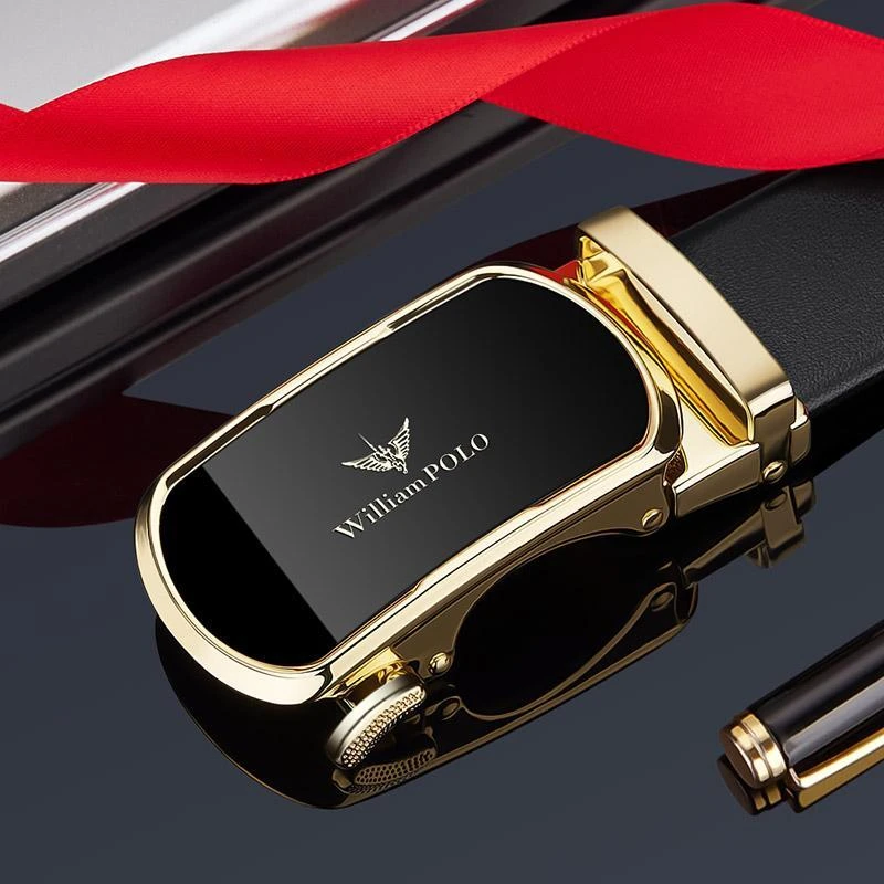 英皇保罗皮带男士真皮自动扣头层纯牛皮腰带潮年轻人休闲商务裤带