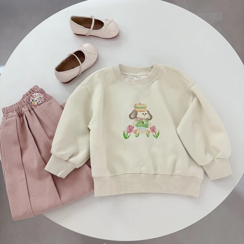 【云朵小葵】女童时尚圆领小狗印花百搭休闲卫衣660363