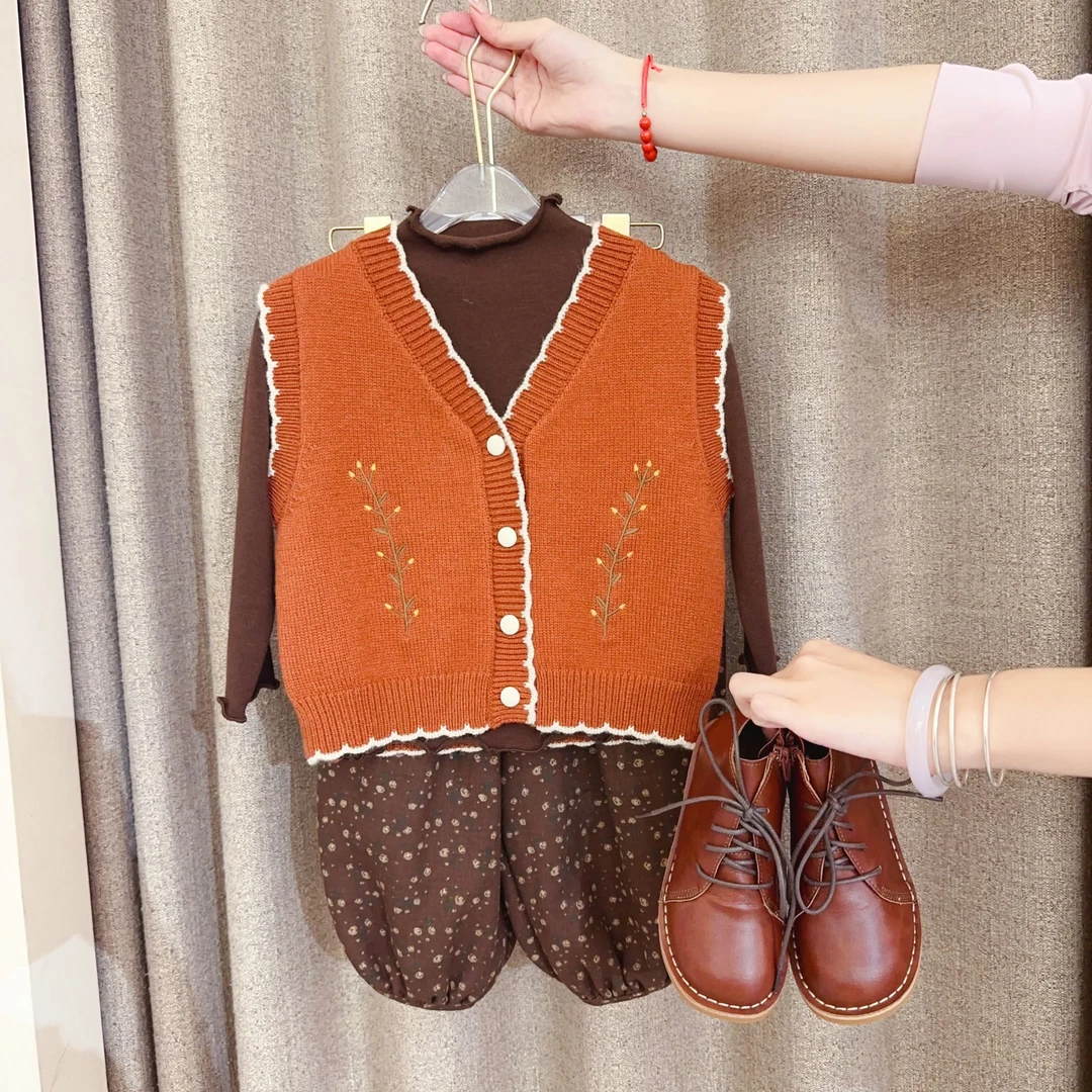 【云朵小葵】女童秋季时尚潮流一枝花休闲马甲8038