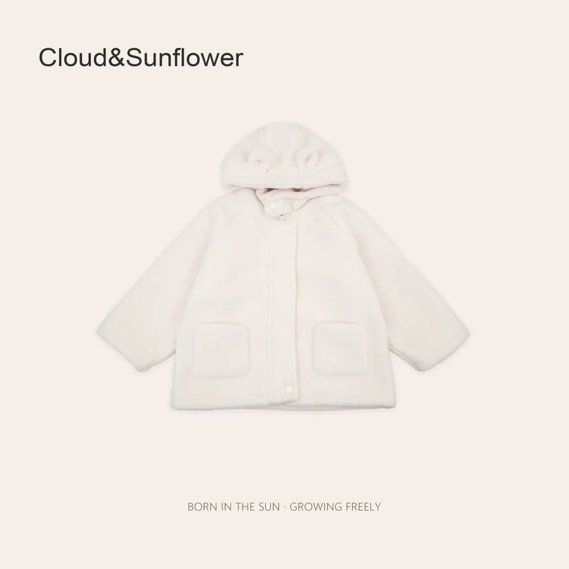 女童可爱小耳朵连帽冬季毛绒加厚外套1113007