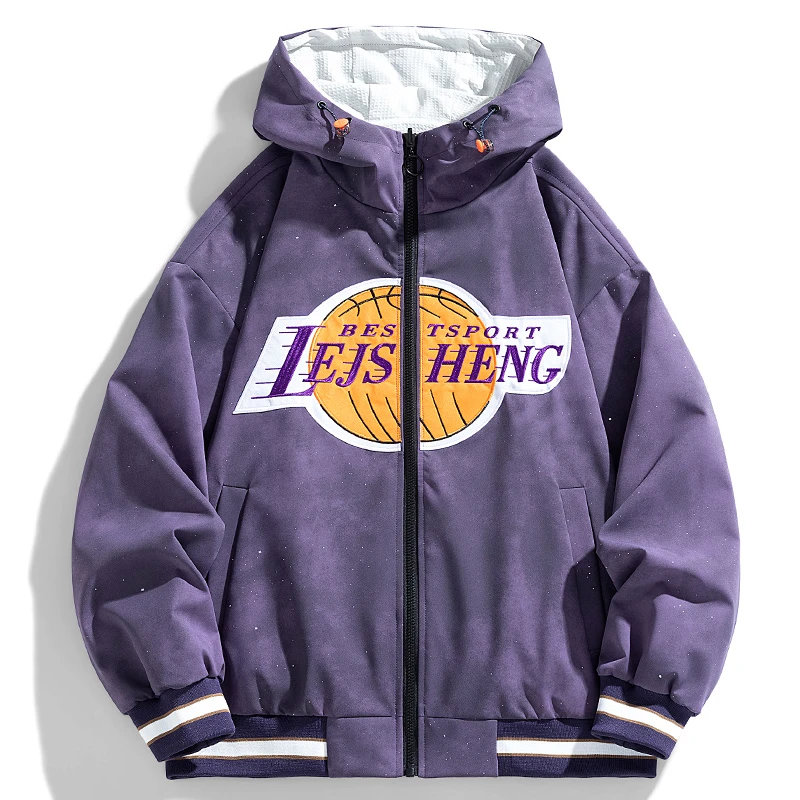 双面穿满天星连帽夹克美式潮牌春秋潮流ins国潮水洗夹克外套宽松