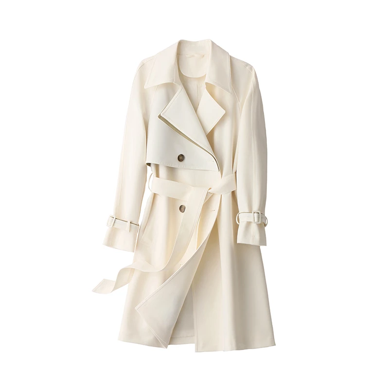 蓝海奕诺宽松型春装风衣女中长款百搭休闲女士双排扣英伦风气质