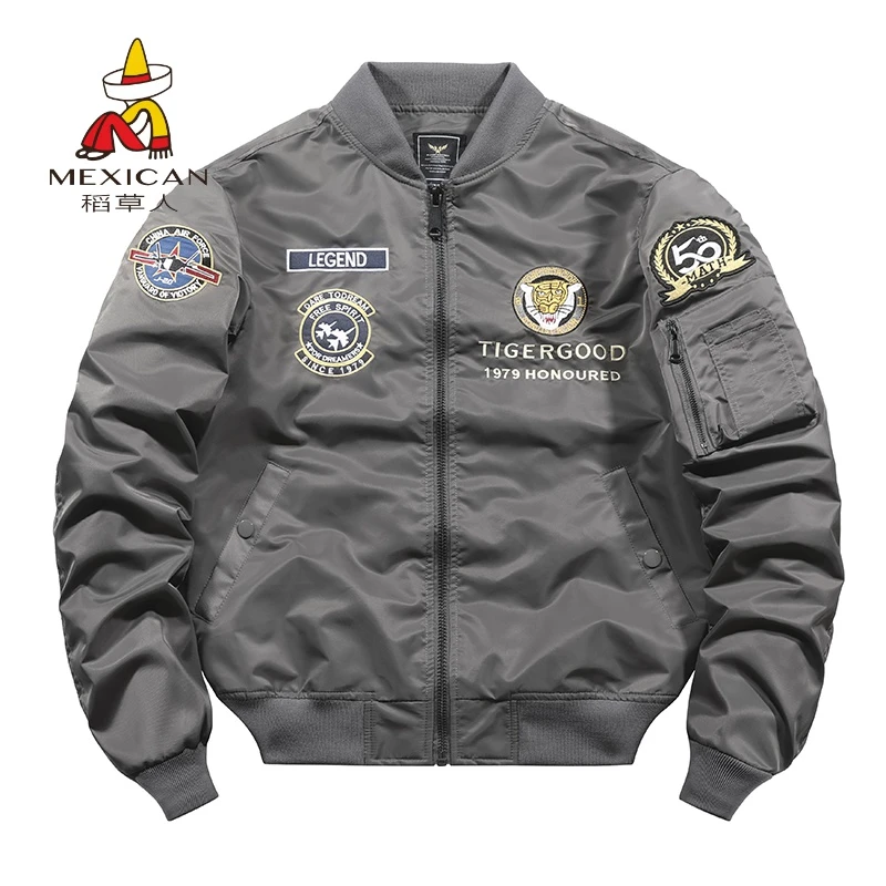 Mexican/稻草人空军ma1飞行员夹克男老虎刺绣棒球服大码外套工装