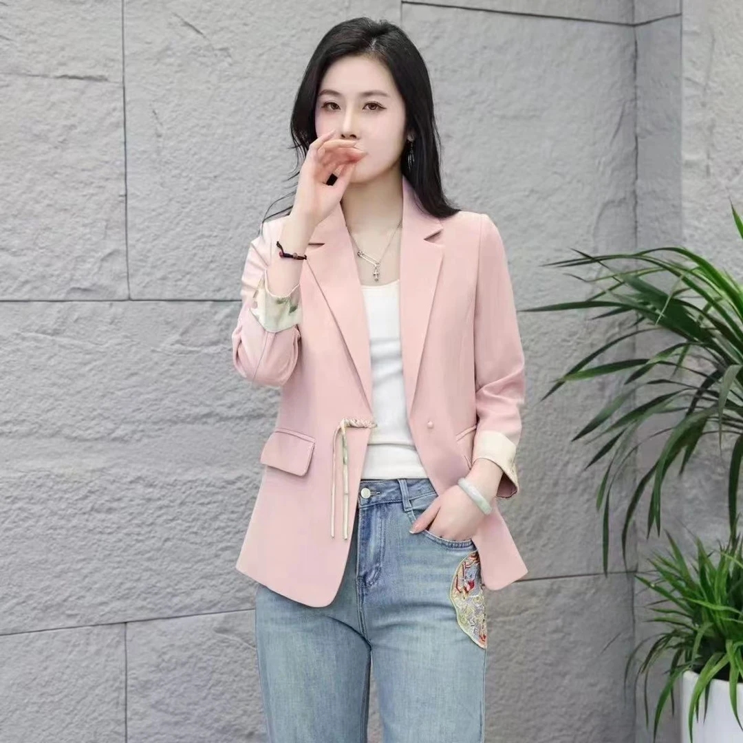 【高高专属】新款国风女装七分袖时尚洋气外套百搭韩版小西装2201