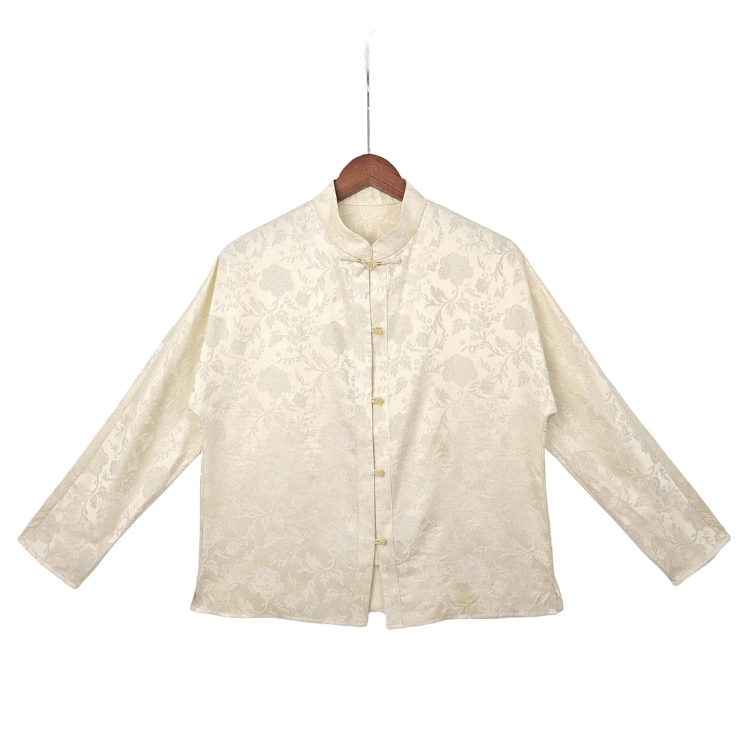 【空青】桑蚕丝新中式国潮清冷感气质别致百搭复古上衣女BG24001