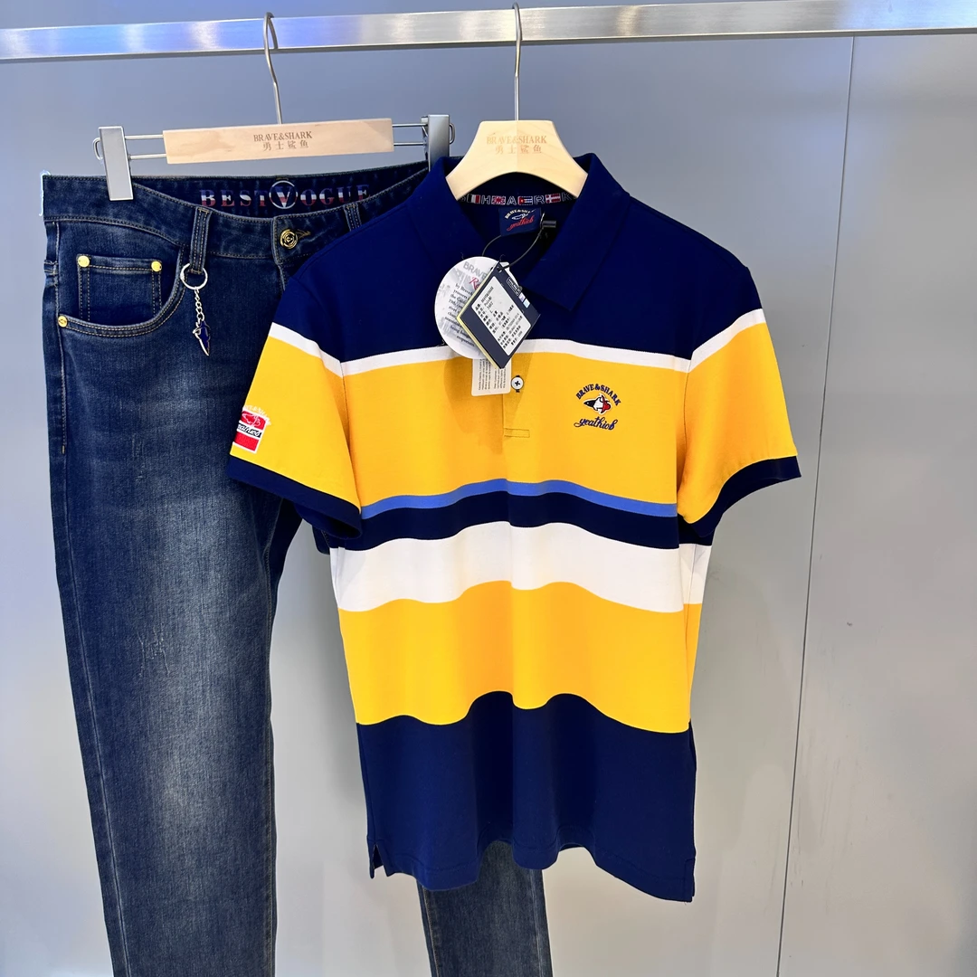 BRAVESHARK/勇士鲨鱼夏薄短袖撞色polo衫3462